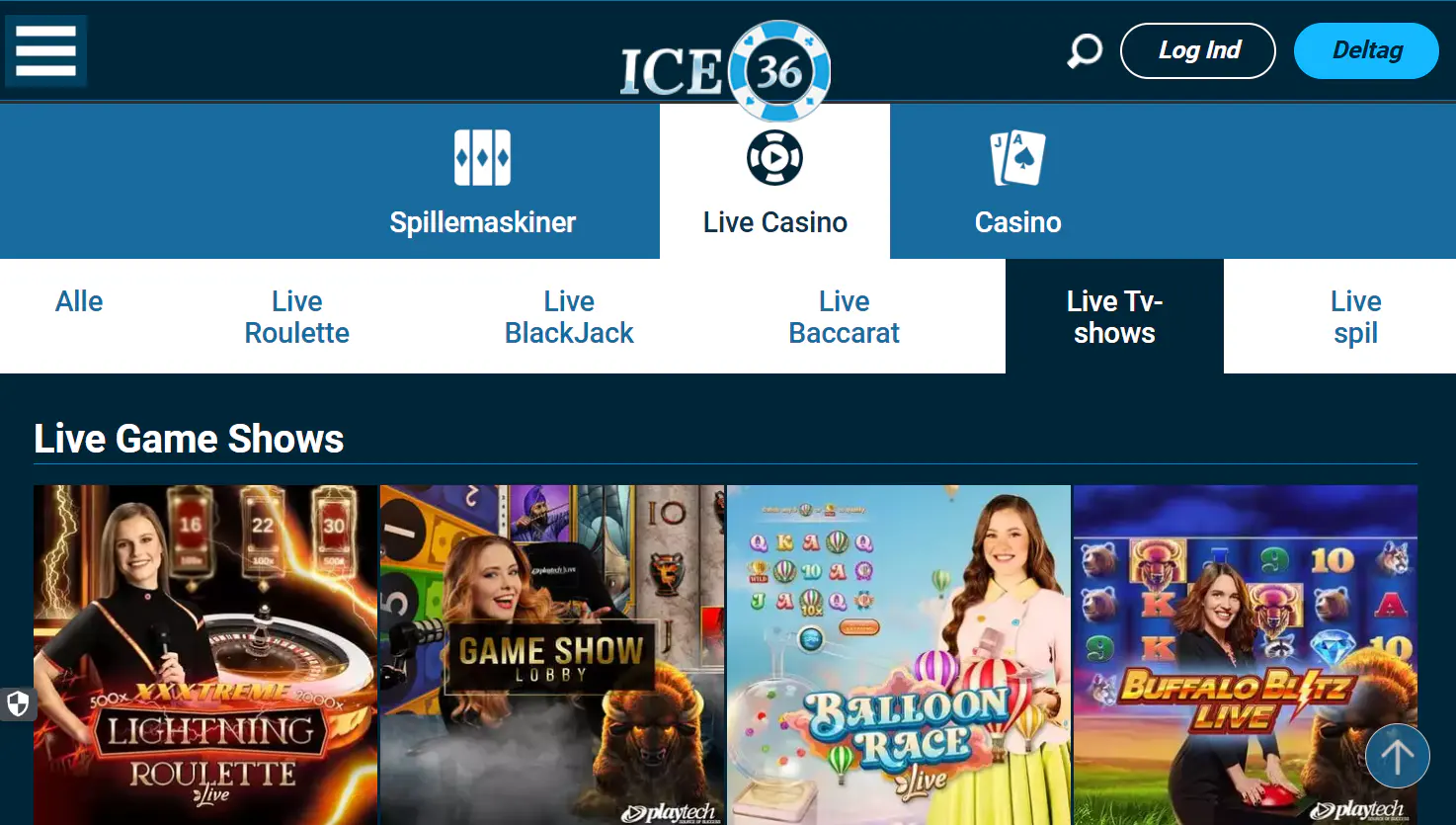 ICE36 live casino på den danske side